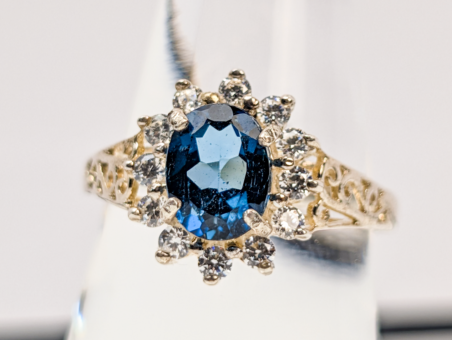 Vintage Size 7 Blue Sapphire 925 Sterling Silver Ring - Solitaire Sz 7 Ring Sapphire and Sterling