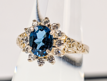 Vintage Size 7 Blue Sapphire 925 Sterling Silver Ring - Solitaire Sz 7 Ring Sapphire and Sterling