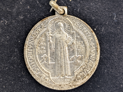 Saint Benedict Silver-Toned Religious Protection Pendant - Spiritual Protection Charm St. Benedict