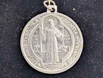 Saint Benedict Silver-Toned Religious Protection Pendant - Spiritual Protection Charm St. Benedict
