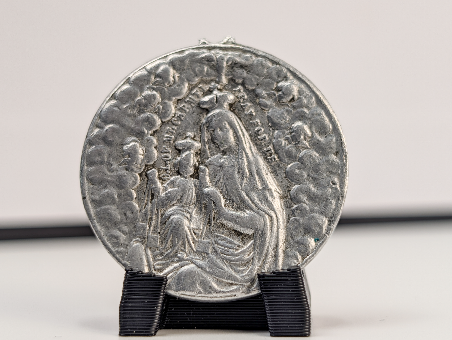 Sacred Heart of Jesus Aluminum Pendant Damaged - Damaged Sacred Heart Our Lady of Mount Carmel Medal