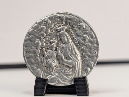 Sacred Heart of Jesus Aluminum Pendant Damaged - Damaged Sacred Heart Our Lady of Mount Carmel Medal