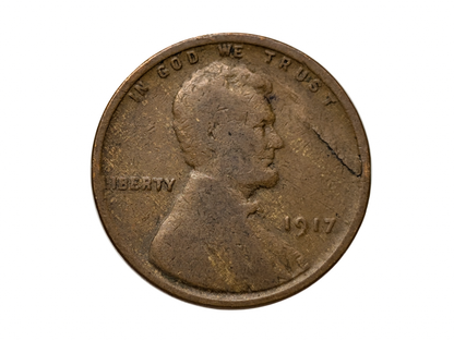 1917 Error Penny Major Die Crack - Lincoln Penny Error 1917 Big Die Crack