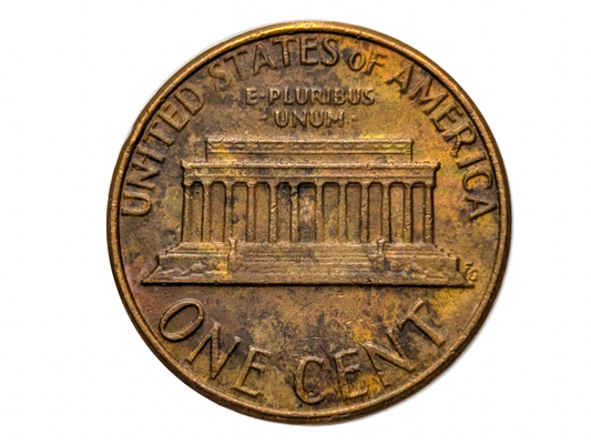 1981 Lincoln Memorial Penny Unique Rainbow Oxidation - Rainbow Oxidized 1981 Penny