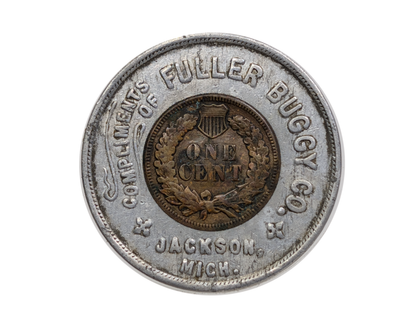 1906 Fuller Buggy Co Encased Indian Head Lucky Penny - Good Luck Charm 1906 Encased Penny