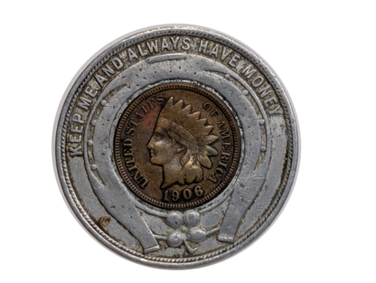 1906 Fuller Buggy Co Encased Indian Head Lucky Penny - Good Luck Charm 1906 Encased Penny