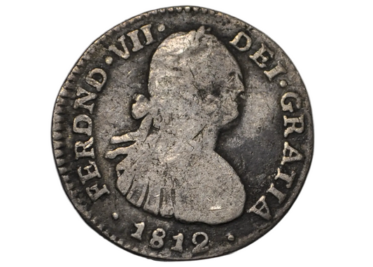 1812 One Reales Colombian Silver Coin - 1 Real Spanish Colonial Genuine Silver Currency