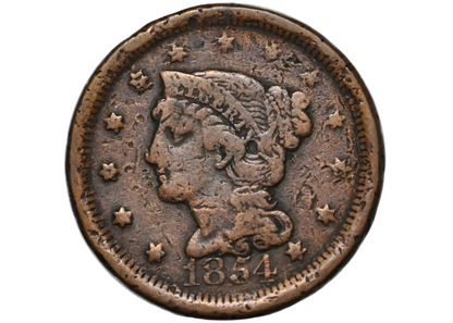 1854 One Cent Rotated Die Error Rare Coin - Unique Misaligned Obverse/Reverse 1800s One Cent