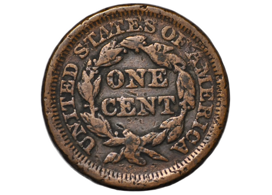 1854 One Cent Rotated Die Error Rare Coin - Unique Misaligned Obverse/Reverse 1800s One Cent