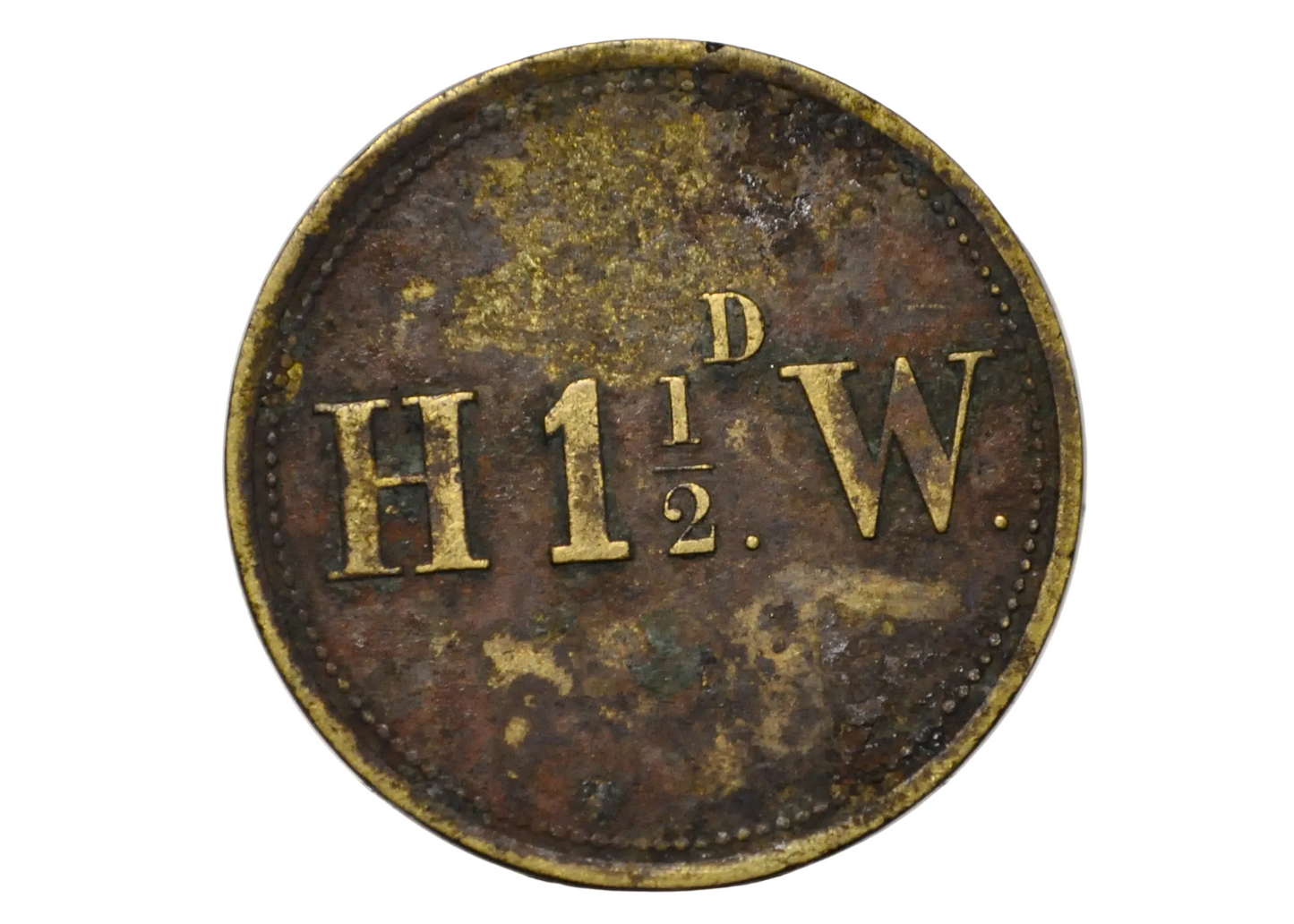 Vintage Brass Harry Wellband Castle Farm Hop Token - Hop Token 1 ½ Castle Farm England