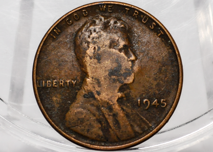 1945 Lincoln Wheat Penny Counter Stamped Masonic 'G' - Lincoln Wheat Penny Counter Marked "G"