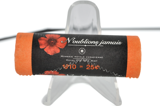 Roll of 40 Canada 2004 Quarters with Poppy Flower - 2004 Royal Canadian Mint Special Wrap Roll