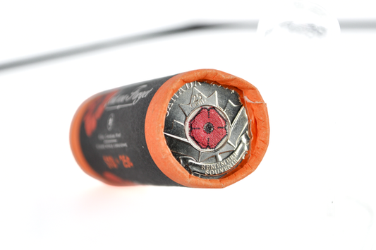 Roll of 40 Canada 2004 Quarters with Poppy Flower - 2004 Royal Canadian Mint Special Wrap Roll