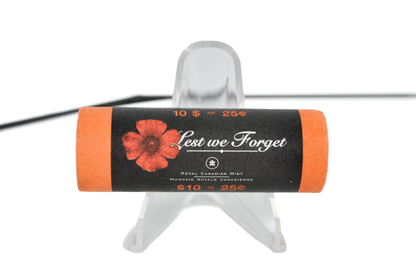 Roll of 40 Canada 2004 Quarters with Poppy Flower - 2004 Royal Canadian Mint Special Wrap Roll