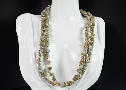 Vintage Hawaiian Seashell Necklace Statement Piece - Natural Multicolored Sea Shell Layered Necklace