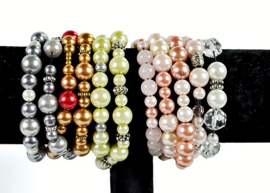Vintage-Style Faux Pearl Stretch Bracelets Choose Your Variant - Faux Pearl Stretch Bracelets in Many Colors