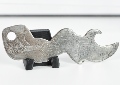 Vintage Prohibition Malt Syrup Advertising Bottle Opener Kicking Flapper Girl - Rare 1920s Ideal Malt Syrup Flat Steel Bottle Opener