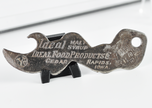 Vintage Prohibition Malt Syrup Advertising Bottle Opener Kicking Flapper Girl - Rare 1920s Ideal Malt Syrup Flat Steel Bottle Opener
