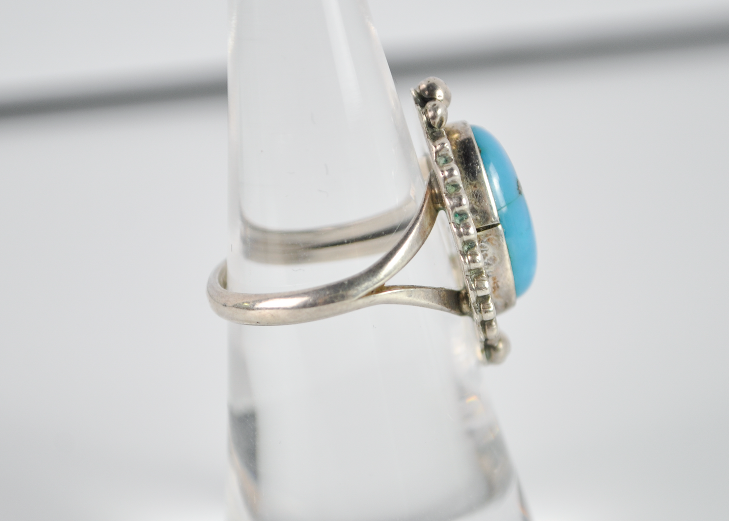 Vintage Size 6 Sterling Silver Oval Kingman Turquoise Stone Ring - Vintage Native Turquoise Ring Sz 6
