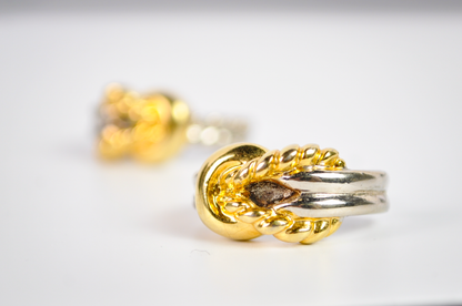 J.G. Hook Vintage Mixed Metal Gold Twist Silver Hoop Earrings - J.G. Hook Vintage Mixed Metal Half Hoops