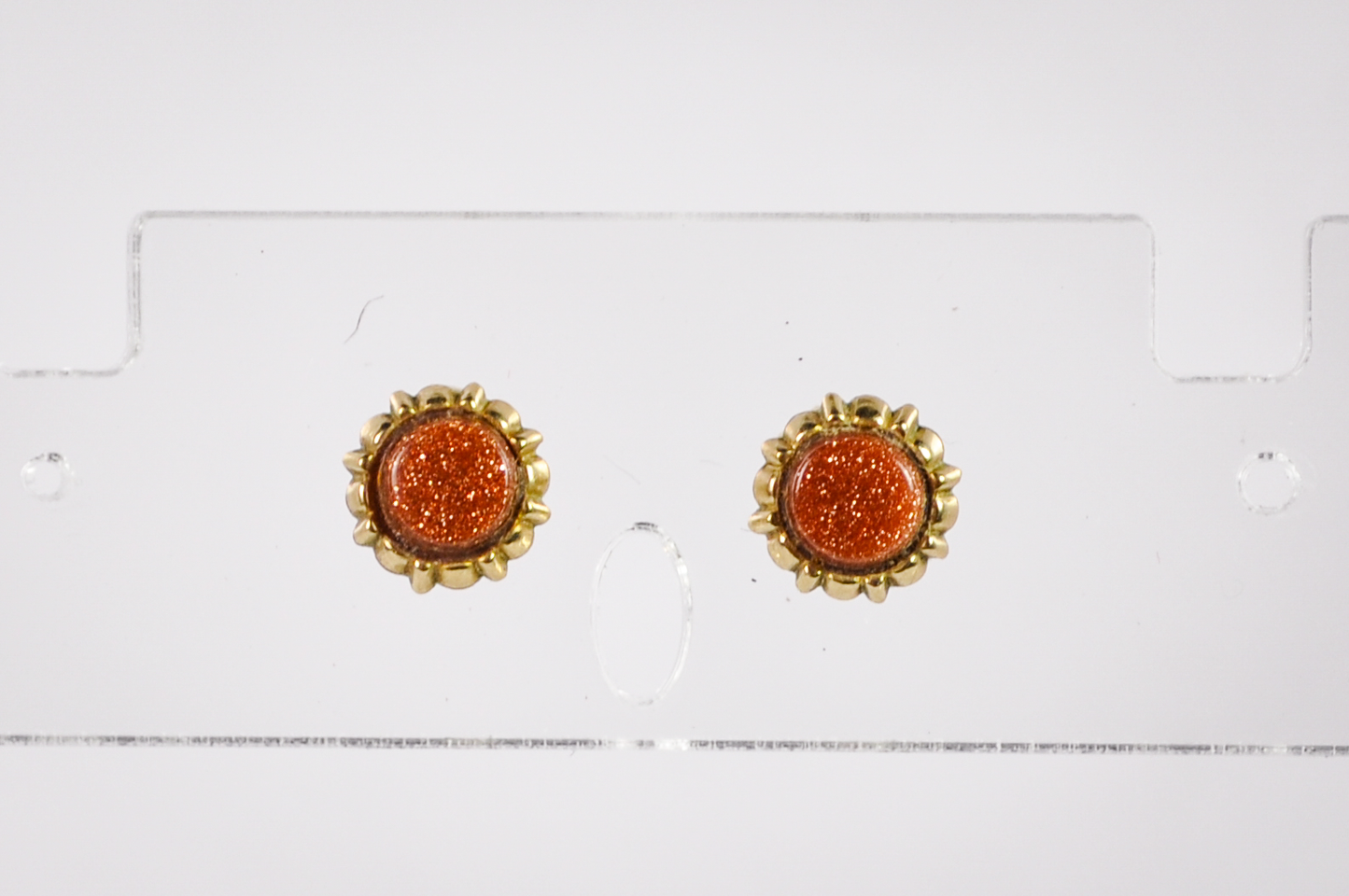 Dainty Circular Goldstone Gold-Toned Stud Earrings - Gold-Toned Goldstone Stud Earrings