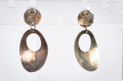 Vintage Sterling Stamped Turquoise Native Disc Earrings - Turquoise Sterling Silver Native American Statement Earrings