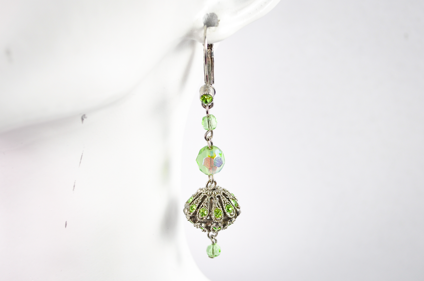 Sparkling Lime Green Rhinestone Statement Dangles - Radiant Meadow Green Statement Earrings