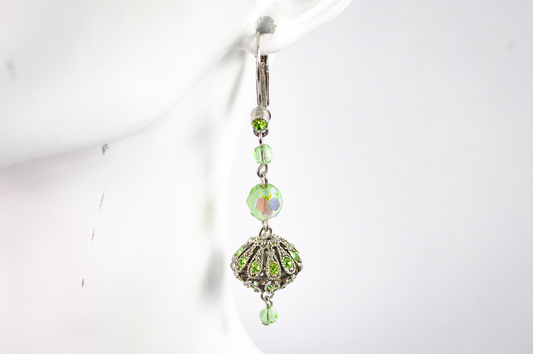 Sparkling Lime Green Rhinestone Statement Dangles - Radiant Meadow Green Statement Earrings