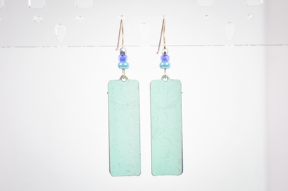 Adajio Earrings Soft Periwinkle & Aqua Ombre Column Dangles - Floral Adajio Turquoise and Purple Ombre Earrings