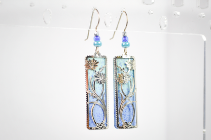 Adajio Earrings Soft Periwinkle & Aqua Ombre Column Dangles - Floral Adajio Turquoise and Purple Ombre Earrings