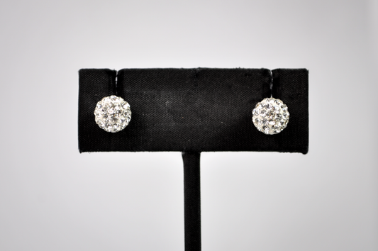 Jenni Park Fine platinum-plated Swarovski Crystal Stud Earrings - Dainty Swarovski Crystal Ball Stud Earrings