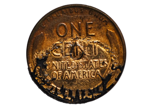 1945 Lincoln One Cent Post Lamination Error - Unique Lamination Error Lincoln Penny