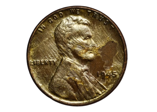1945 Lincoln One Cent Post Mintage Plated Science Experiment - Lincoln Wheat Penny Unique Color Chemistry Experiment