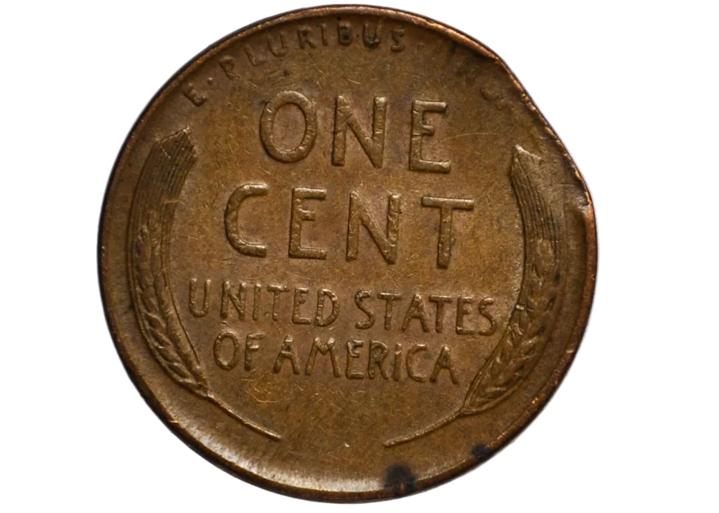 1941 United States Lincoln Penny Minor Planchet Clip - US One Cent 1941 Error coin Curved Planchet Clip
