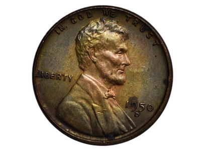 1950-D Unique Lincoln Oxidized Penny - United States One Cent Lincoln Oxidized Penny