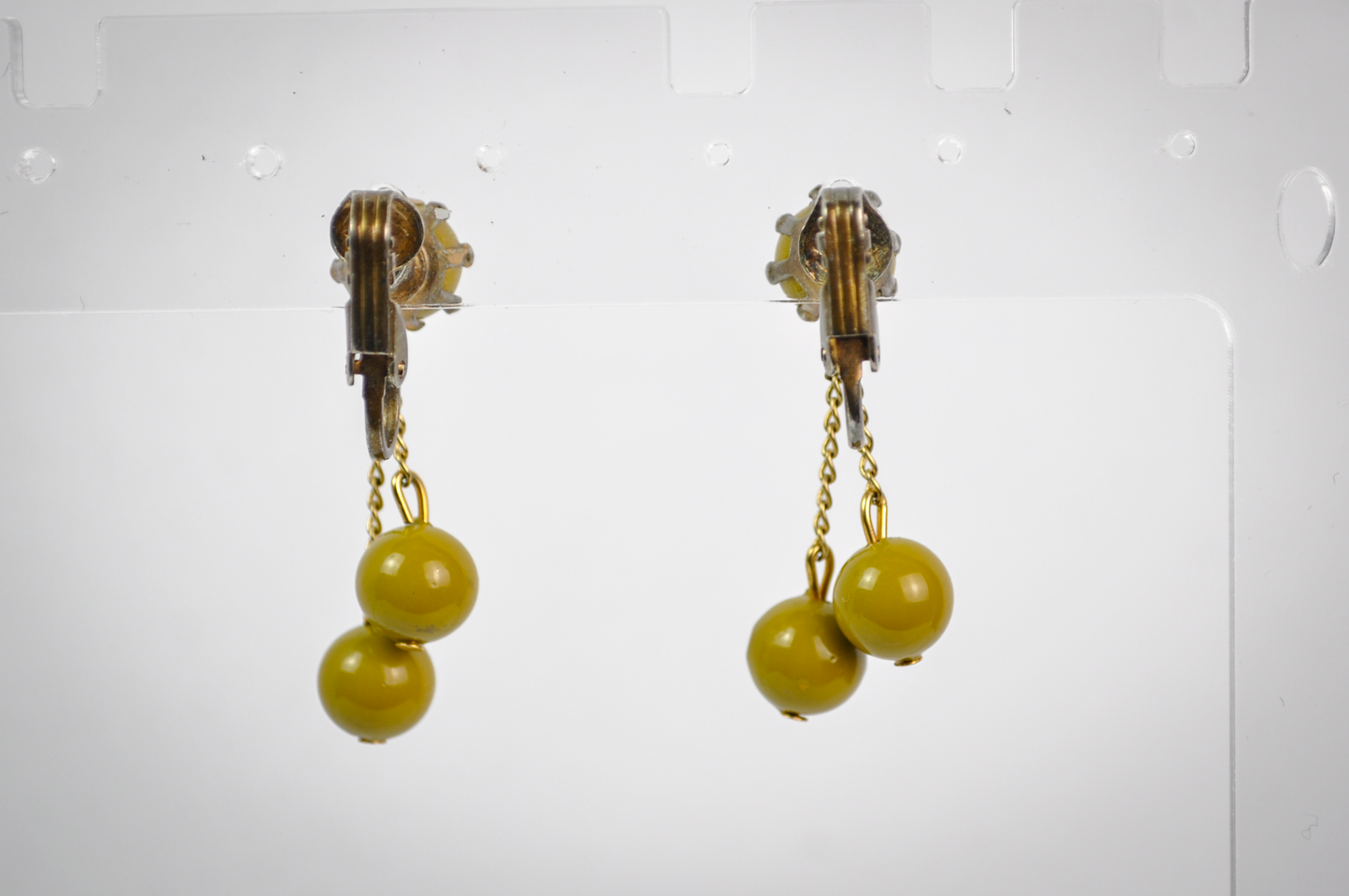 Dark Dijon Multi-Dangle Statement Clip-On Earrings Gold-Toned - Dark Yellow Dijon & Gold-Toned Earrings