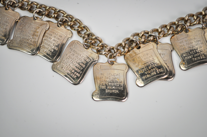 Vintage 1960's Bracelet 12 Articles of Faith Gold Tone Square Charms - The Twelve Articles of Faith Gold Toned Christian Charm Bracelet
