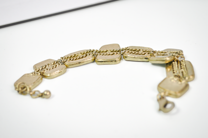 Chunky Gold-Tone Link Bracelet Blue/Green Sea Glass - Multicolored Sea Glass Gold Toned Costume Bracelet
