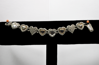 Vintage Silver & Gold Tone Heart Link Bracelet - Heart Link Silver/Gold Toned Vintage Bracelet