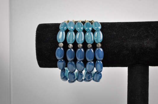 Vintage Multi-strand Beaded Statement Cuff Bracelet Laila Rowe - Laila Rowe Costume Jewelry 5 Stranded Bracelet
