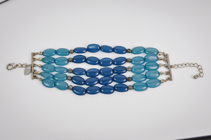 Vintage Multi-strand Beaded Statement Cuff Bracelet Laila Rowe - Laila Rowe Costume Jewelry 5 Stranded Bracelet
