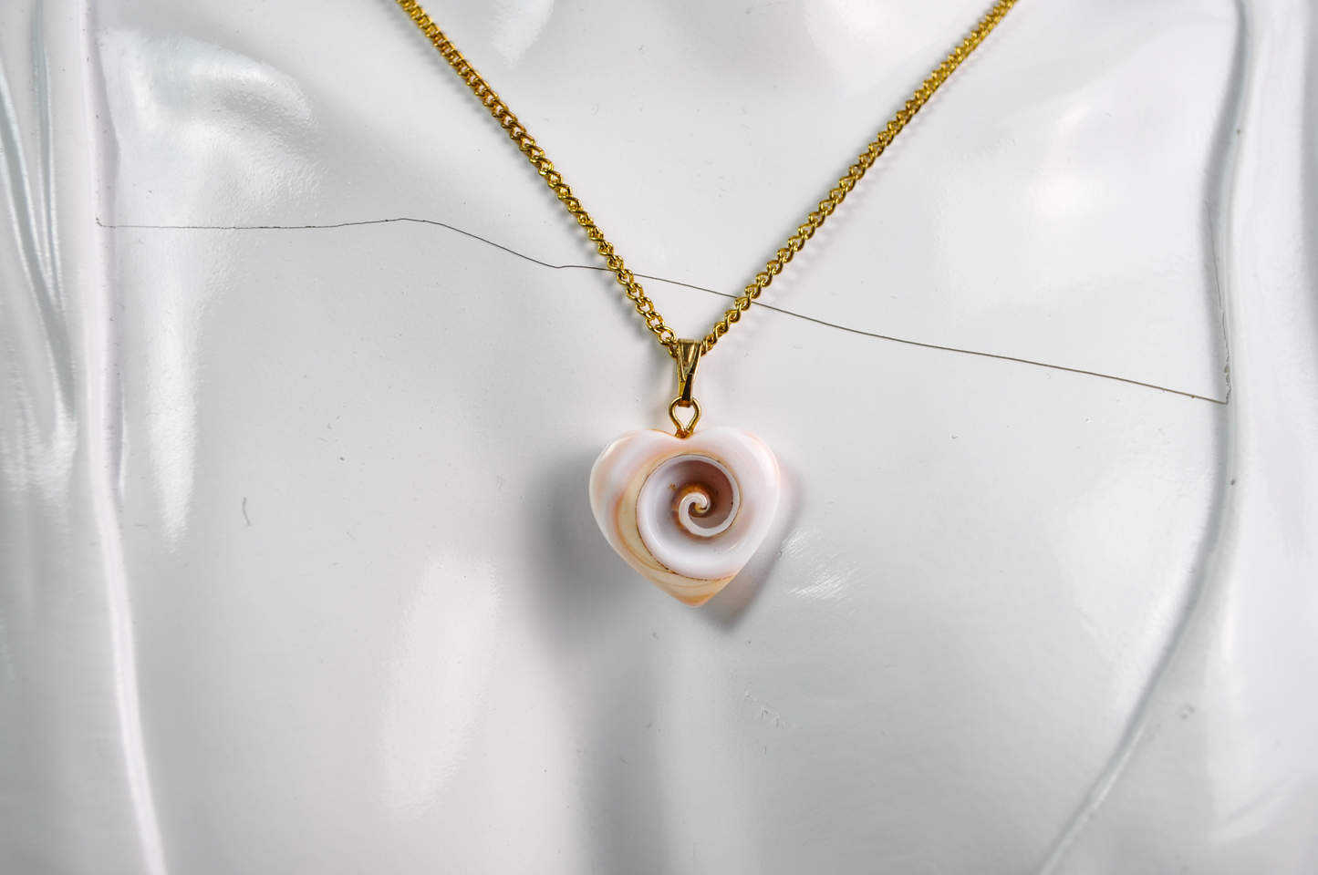 Dainty Gold-Toned Shell Heart Necklace - Adorable Heart Shell Beach Necklace