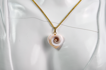 Dainty Gold-Toned Shell Heart Necklace - Adorable Heart Shell Beach Necklace