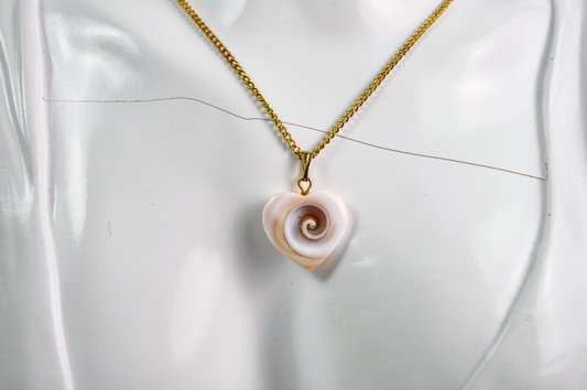 Dainty Gold-Toned Shell Heart Necklace - Adorable Heart Shell Beach Necklace