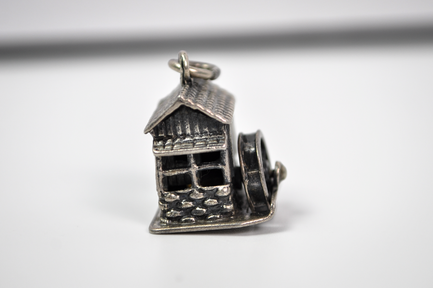 Vintage Beau Sterling Movable Charm Water Mill - Sterling Silver Bracelet Charm Old Mill