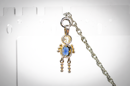 Vintage Sterling Silver Birthstone Blue Baby Boy Charm - Birthstone Baby Boy Blue Gemstone Pendant