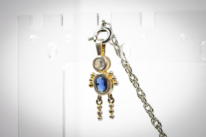 Vintage Sterling Silver Birthstone Blue Baby Boy Charm - Birthstone Baby Boy Blue Gemstone Pendant