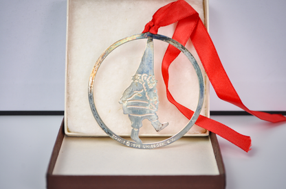 Vintage Towle Silversmiths 1978 Gnome Christmas Ornament - Gnome Ornament Vintage Towle Silversmith