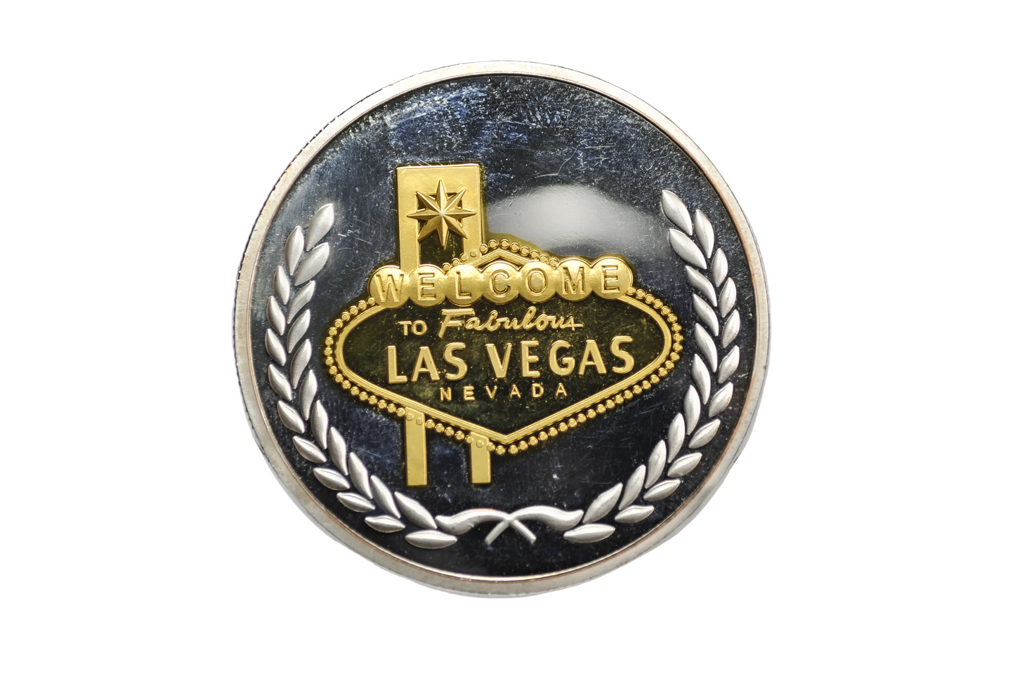Vintage Sterling Silver Las Vegas Welcome Sign Souvenir Medallion - Las Vegas Commemorative Silver Coin