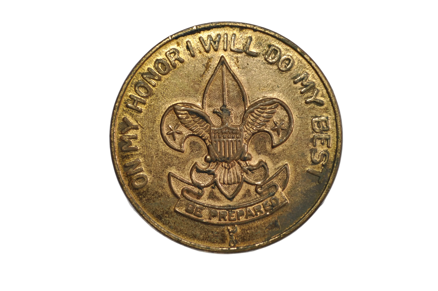 Vintage Boy Scouts "On My Honor I Will Do My Best" Challenge Coin - Scouting America Brass Pocket Coin "Be Prepared" Token